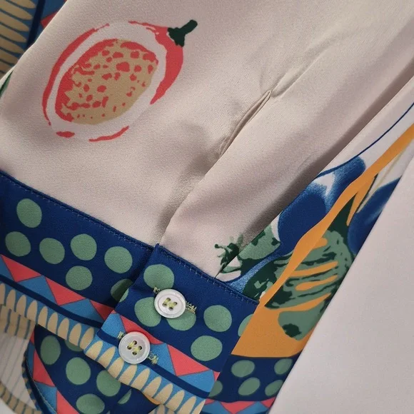 NWT 2PC Skies Are Blue Coordinating Border Print Long Sleeve Blouse/Jacket (2X) - Picture 7 of 13